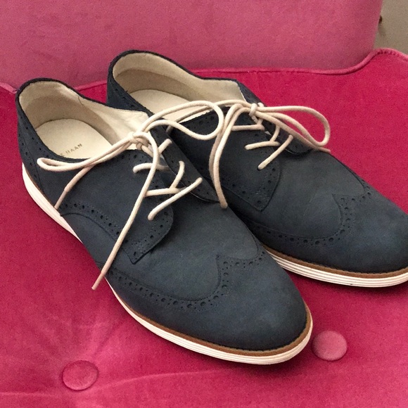 Navy Cole Haan wingtip oxford sneakers - Picture 1 of 5